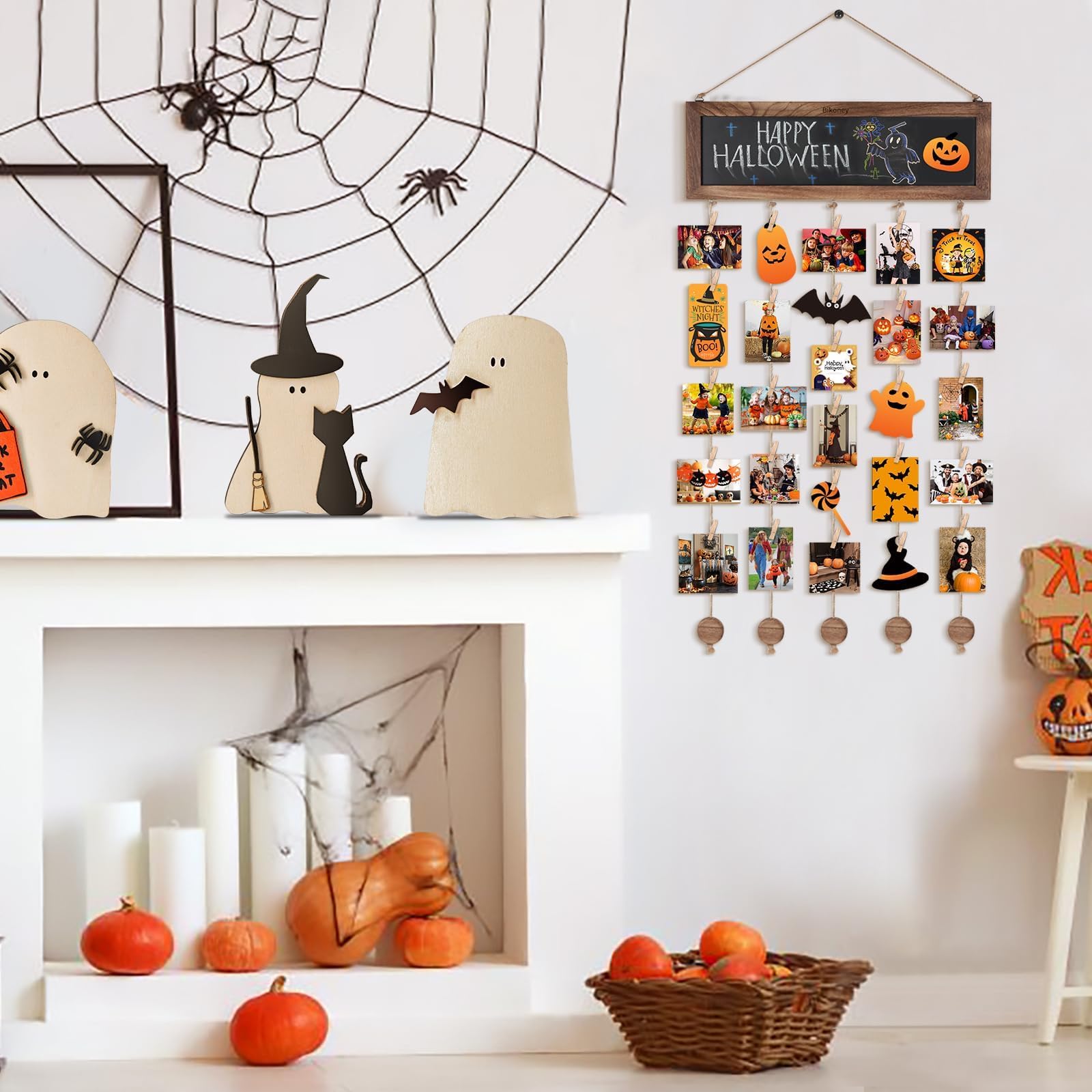 VINCOURNA Hanging Photo Display Board with Mini 30 Wooden Clips - Image 3