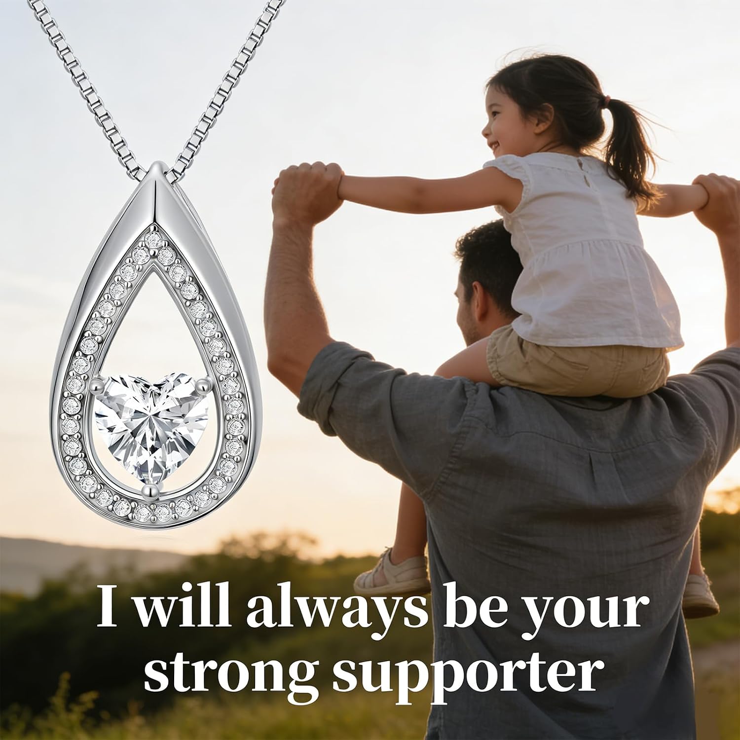 POIUY To My Beautiful Daughter Necklace from Dad or Mom – 18K White Gold Pendant with Message Card and Gift Box, Meaningful Jewelry Gifts for Birthday, Mothers Day, Christmas or Graduation
