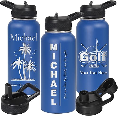 iProductsUS - Botellas de agua personalizadas para papá de 40 onzas  32 onzas con pajilla, termo deportivo de acero inoxidable, regalo del día del