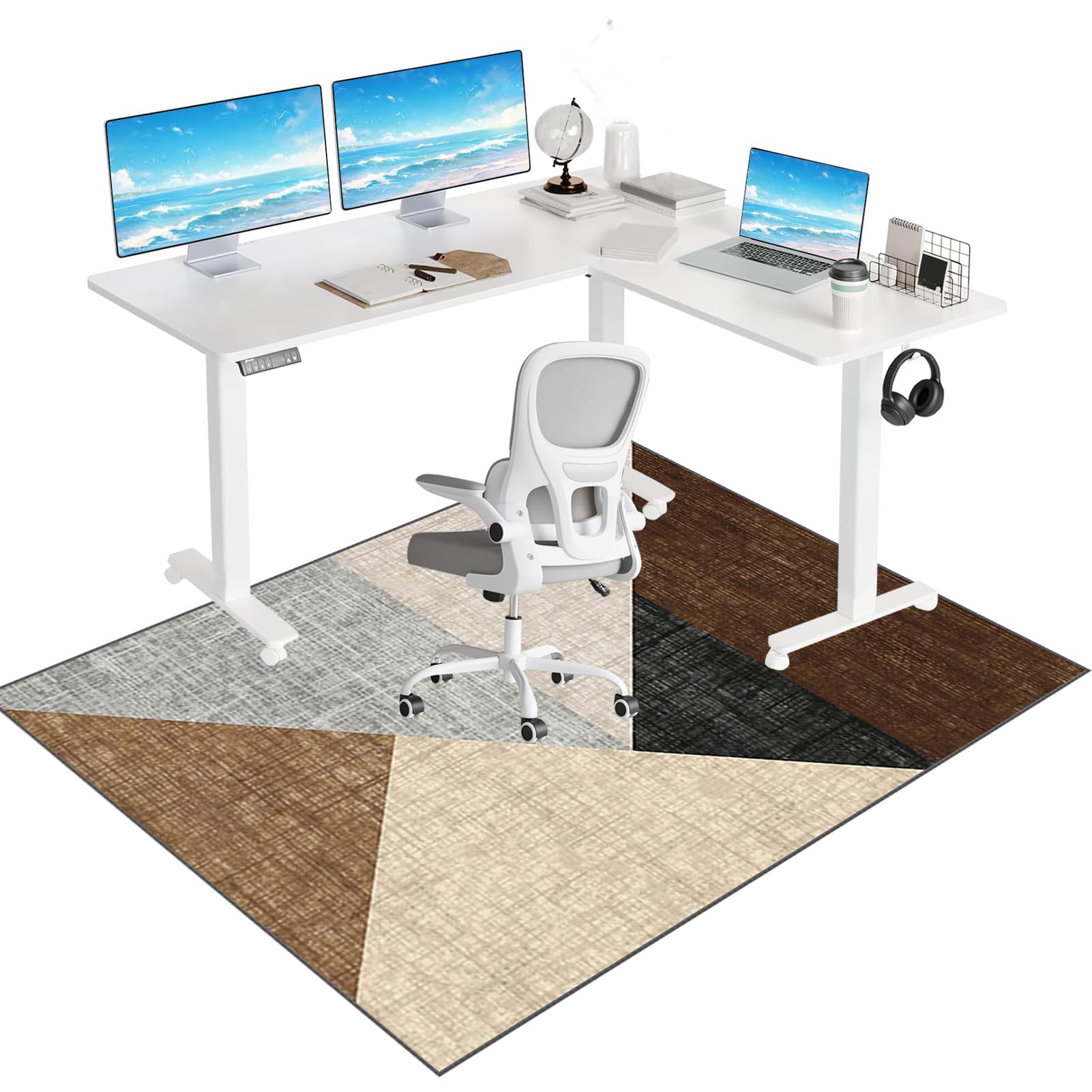 Office Chair Mat for Hard Wood Floors, Heavy Duty Anti-Slip Hardwood Floor Protector Rug, Carpet Protector Mat Easy Clean, Gaming Chair Mat for Carpet Floors, Desk Chair Mat for Carpet 60 x 70 cm