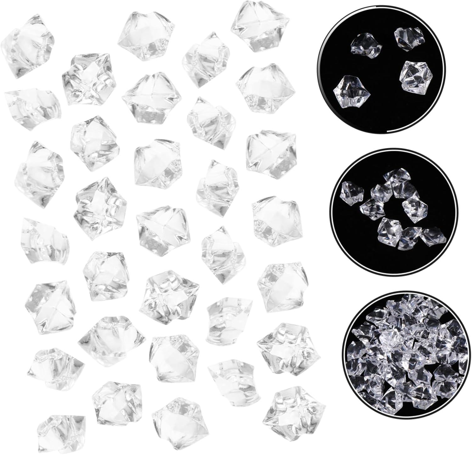 600pcs Plastic Ice Rocks Acrylic Ice Cubes Faux Molds for Home Decorations Parties