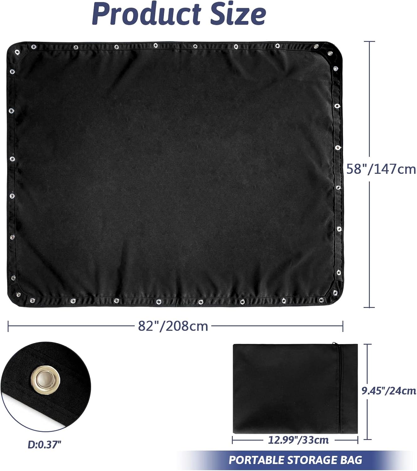 T-Top Canvas Boat Shade Cover Waterproof Replacement Canvas for Center Console Boat 82" x 58"(Black) 208cmx147cm