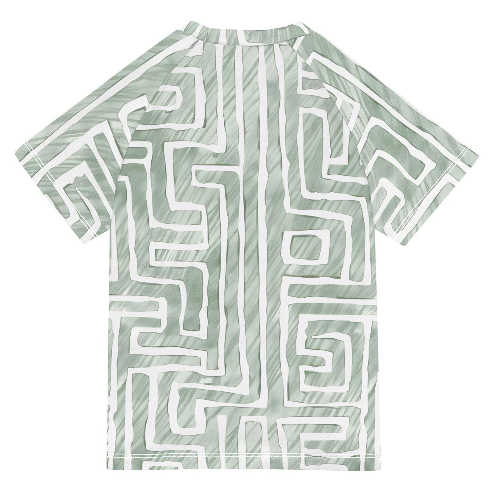 ALAZA Boys Swim Shirt Short Sleeve Rash Guard for Boys Girls UPF 50+ Maze Print 9-10T