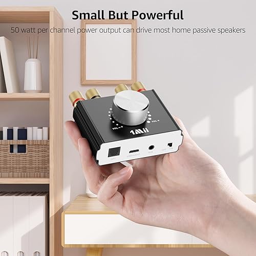 Miniatura 7 de 1Mii Mini amplificador estéreo Bluetooth 5.4, amplificador digital de alta fidelidad de 2 canales 50 W × 2 para audio doméstico, entrada