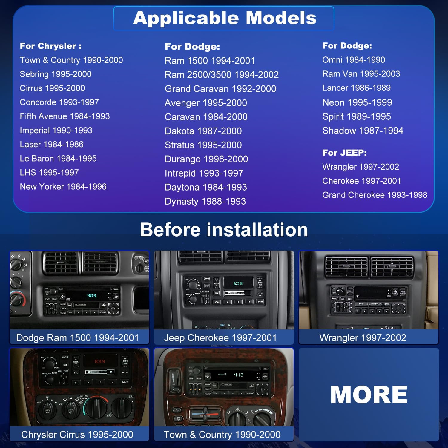 64G 5GWiFi Upgrade Car Radio for Dodge Ram 1500/2500/3500 1994-2002, Jeep Wrangler 1997-2002, Cherokee 1997-2001, 6.86inch Grand Cherokee Stereo Touch Screen Carplay Android Auto GPS FM Fast Charger