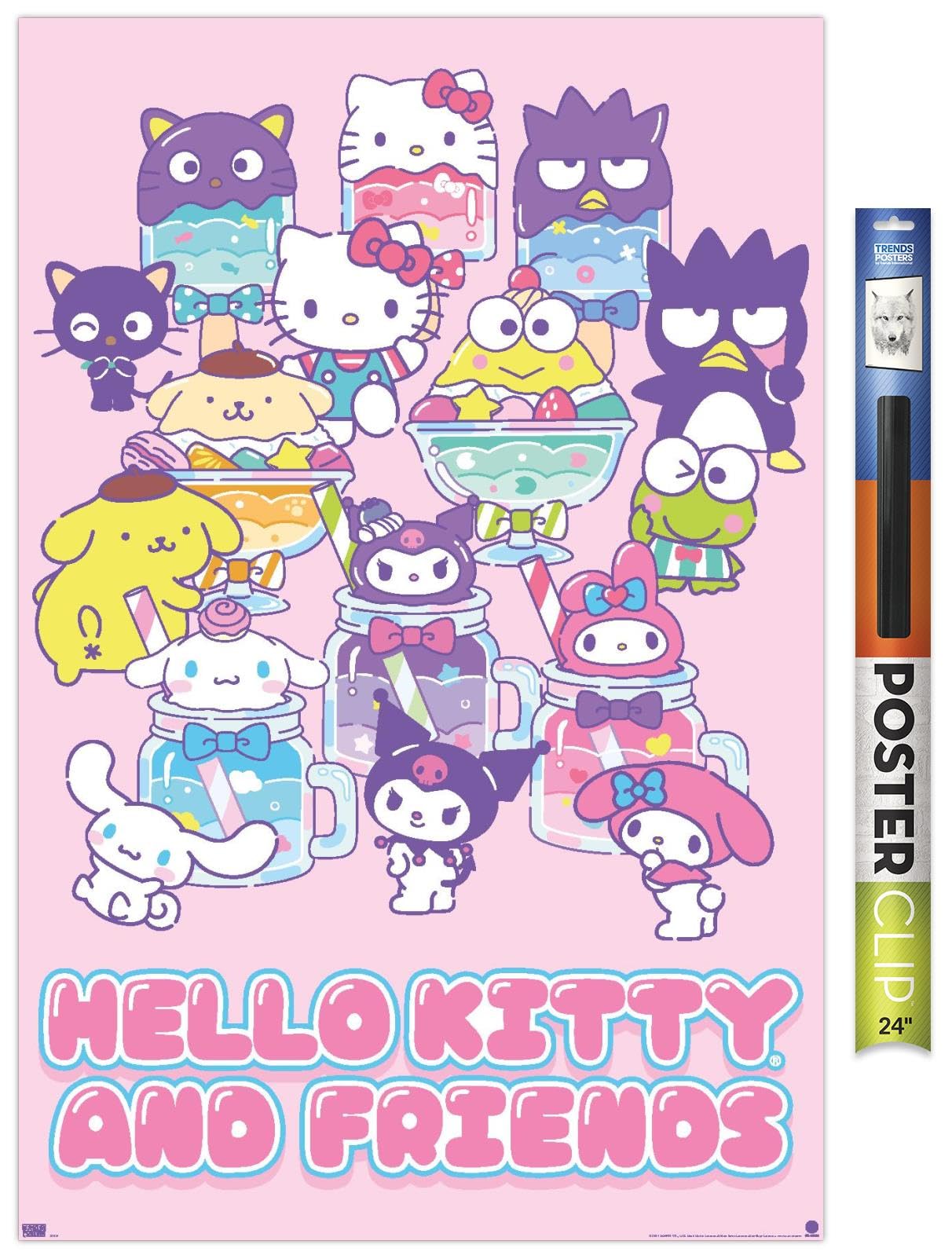 Trends International Hello Kitty and Friends: 24 Summer Fresh - Group Wall Poster, 34L x 22.4W, Premium Poster & Clip Bundle
