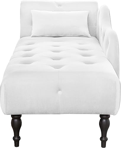 Miniatura 126 de Polibi Tumbona pequeña de 58 pulgadas con cabeza de clavos, moderna tumbona de terciopelo copetuda para sala de estar u oficina, sofá de descanso /