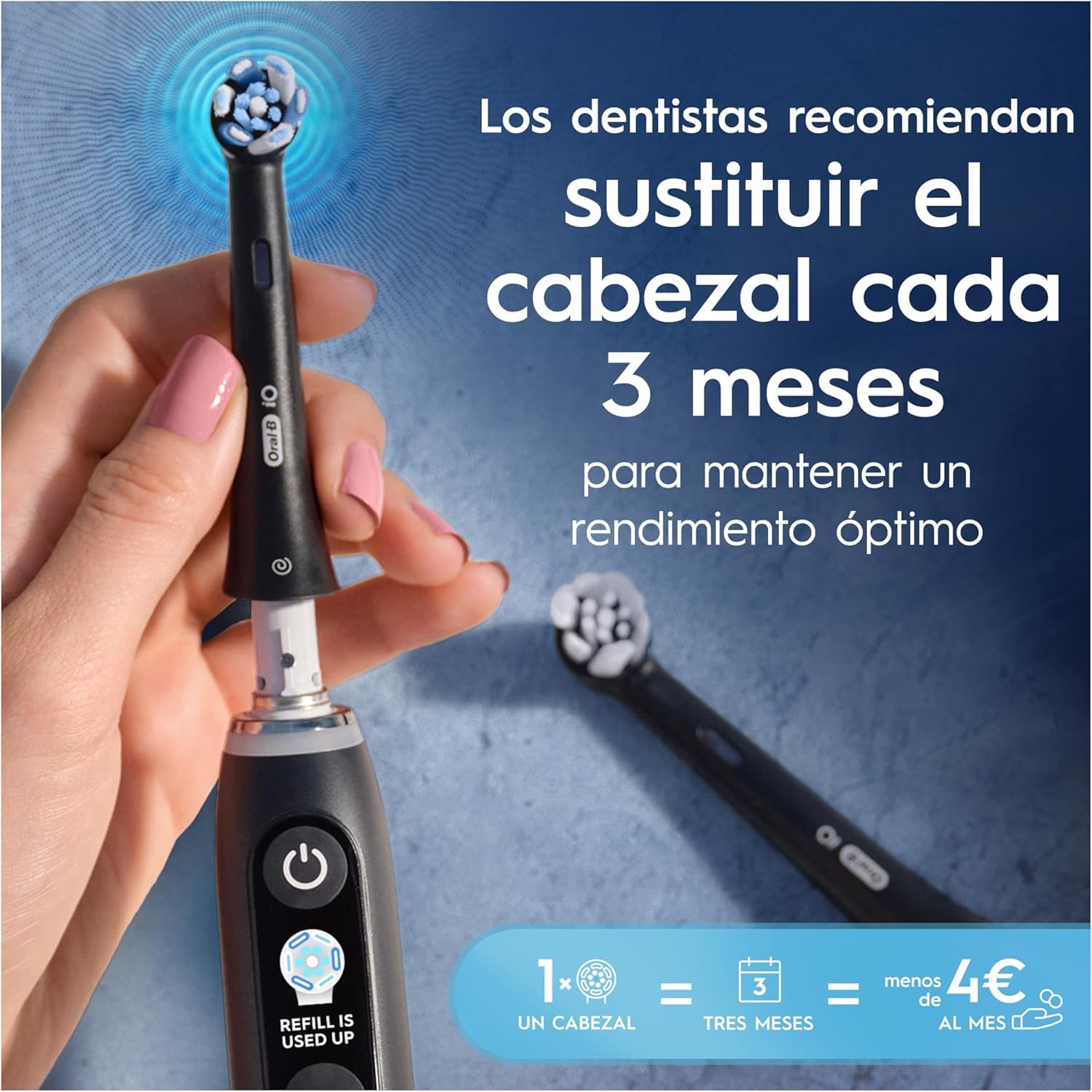 Oral-B Series iO Ultimate Clean Cabezales De Recambio Originales, Pack de 2 Recambios Blancos Para Cepillos De Dientes Eléctricos Oral-B iO, Eliminación Profunda De La Placa Bacteriana