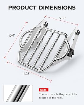 Chrome Detachable Luggage Rack 2-Up Mounting Rack Compatible for Harley Davidson Touring Road King Street Electra Glide 2009-2024 2021 2020 2019 2018 2017 2016 2015 2014 2013 2012 2011 2023