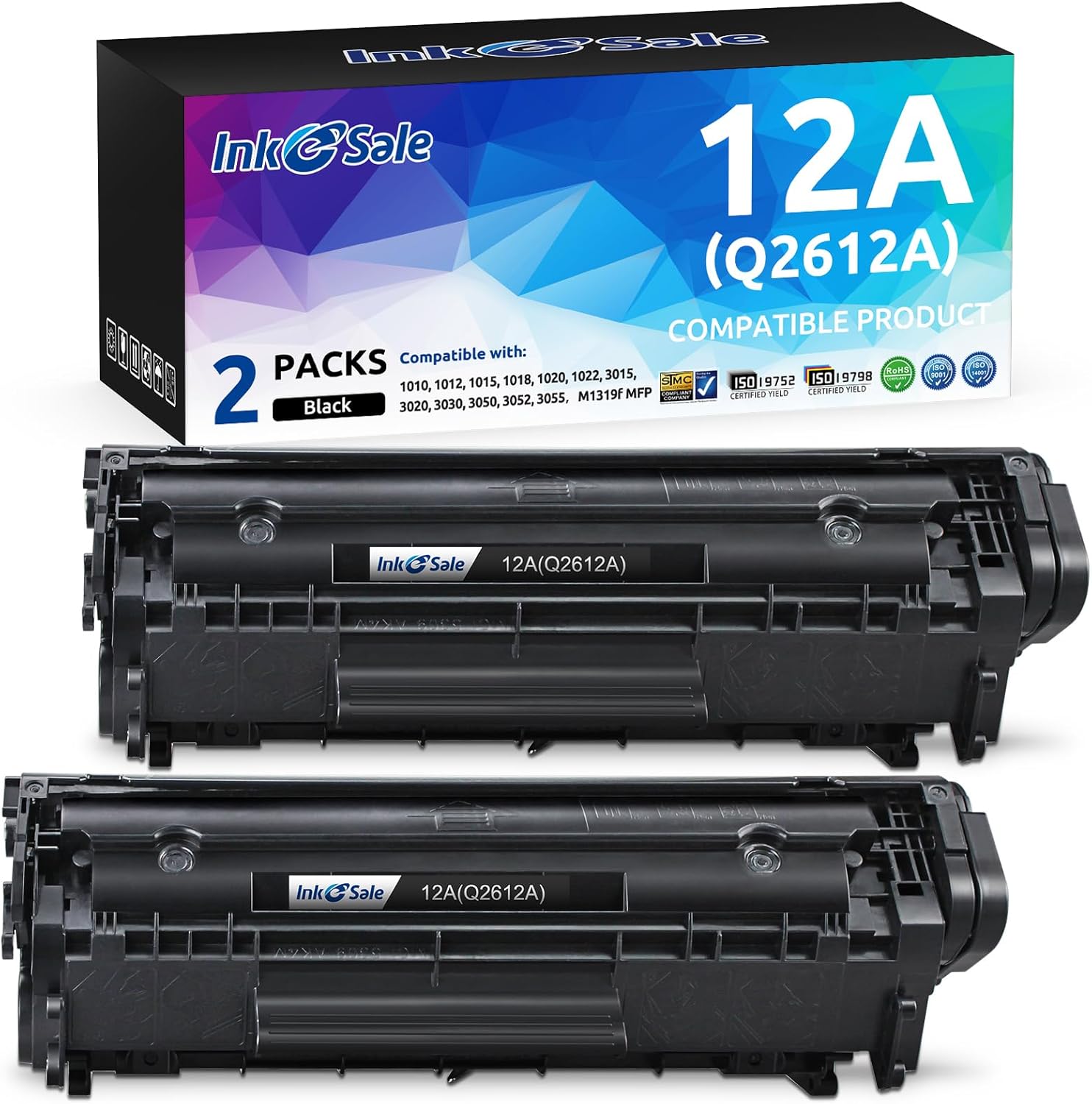 INK E-SALE Compatible Toner Cartridge for HP 12A Q2612A Canon 104 (Black, 2 Pack), for HP Laserjet 1010 1012 1015 1018 1020 1022 1022n 1022nw Canon D420 D480 D450 MF4100 MF4150 MF4270 MF4350d MF4370dn