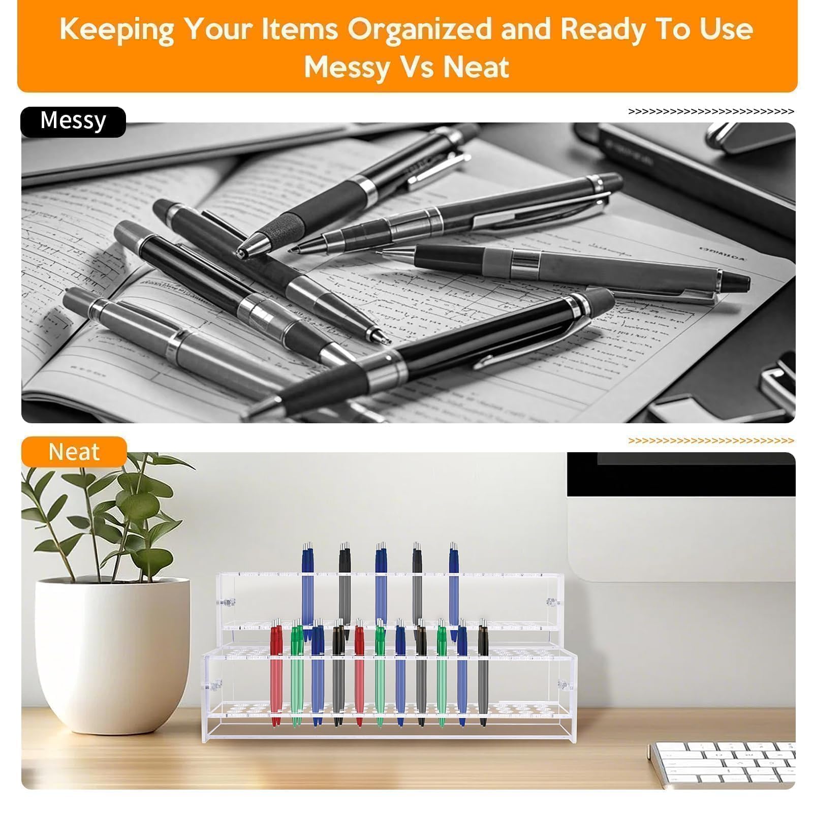 Stifteständer mit 96 Fächern, 2-stöckiger Acryl-Stifthalter für Bastel-Shows, 12 mm, Perlen-Stifte, Pinselhalter, Bleistift-Organizer, Make-up-Pinsel-Organizer, Kunstpinsel-Organizer für Schreibtisch
