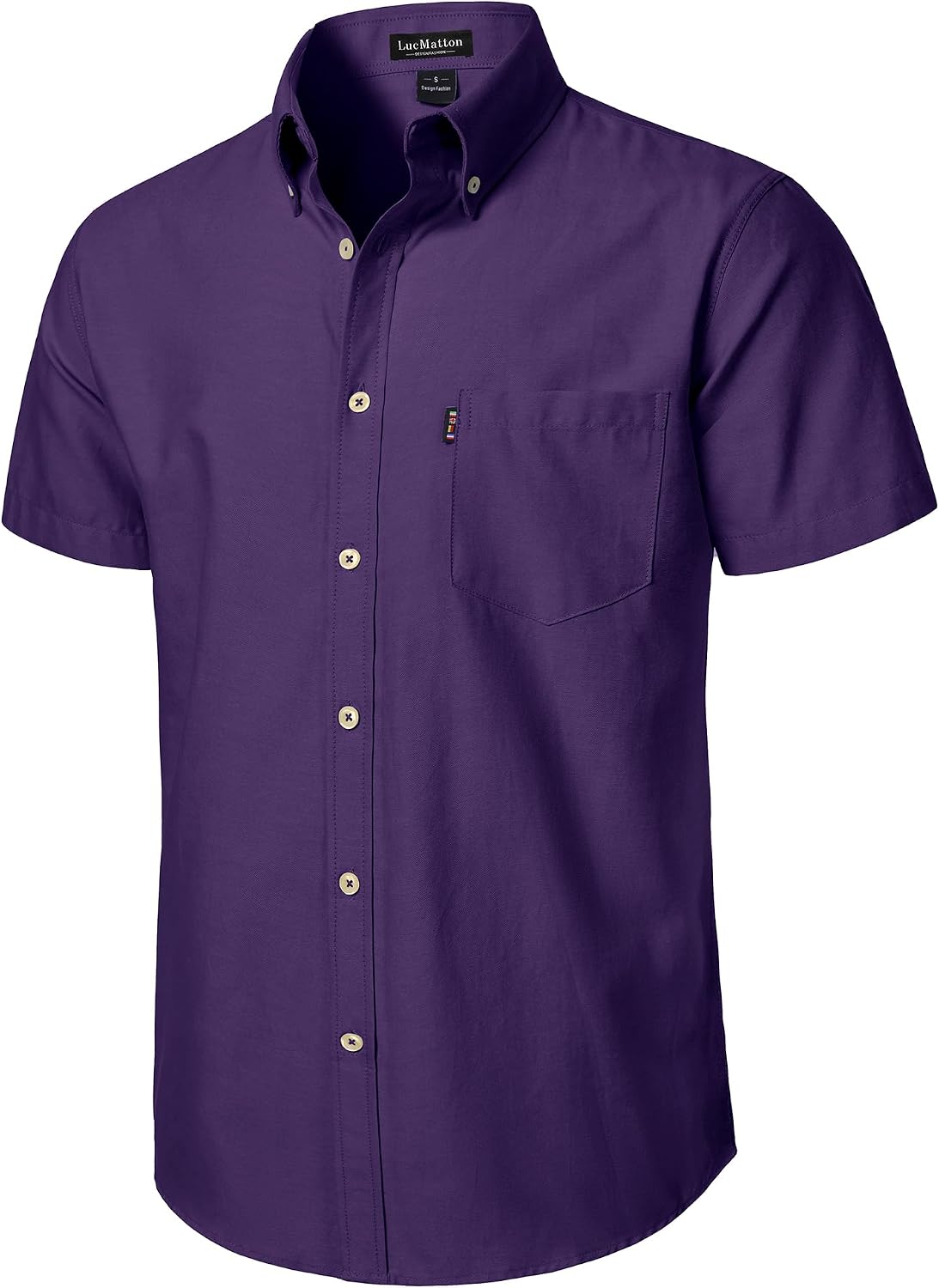 LucMatton Men's Oxford Short Sleeve Button Down Dress Shirt image 2