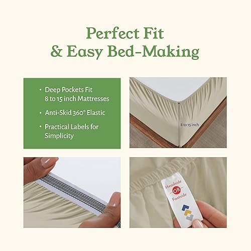 Miniatura 5 de California Design Den - Juego de sábanas tamaño King, percal de 100% algodón suave y fresco, con esquinas profundas, ropa de cama transpirable y