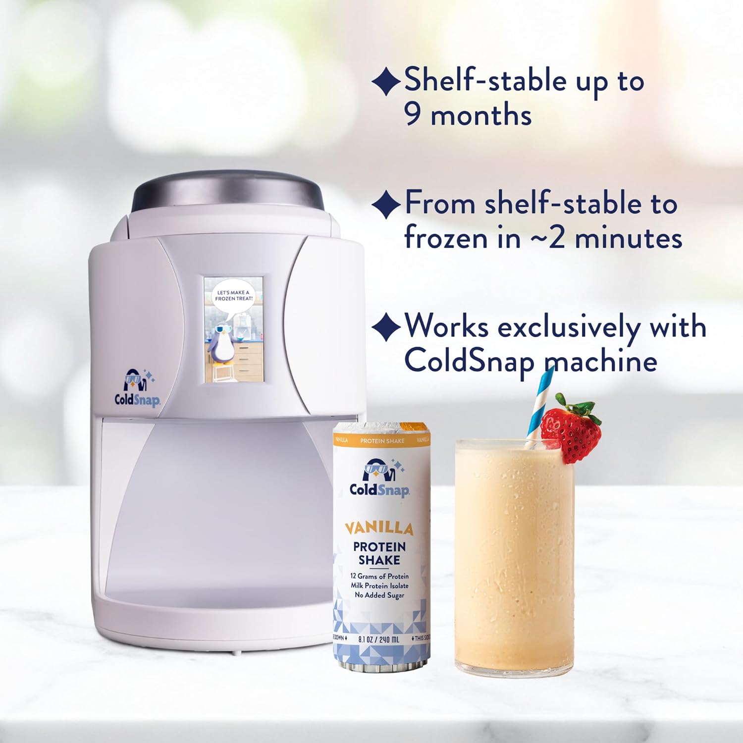 ColdSnap 12-Pack Vanilla Protein Shake Pods – Creamy, Protein-Packed Dairy Shake Made in Minutes– Protein, No Prep, No Freezer Required – Convenient, Ready-to-Drink – (pack of 12) (COLDSNAP MACHINE REQUIRED)