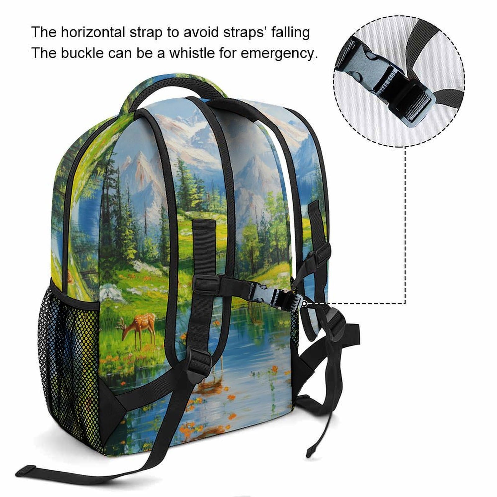 Montañas nevadas Mochila Escolar Infantil Hermosos Paisajes Morrals Con Bolsillos Laterales Bolsa Para Colegio Viaje Cámping Para Niñas Y Niños One Size