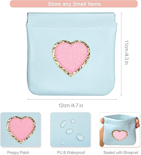 Miniatura 3 de Monedero de 2 monederos pequeños de piel sintética, bolsa de cosméticos con bolsillo, organizador de maquillaje de corazón, lindo, portátil,