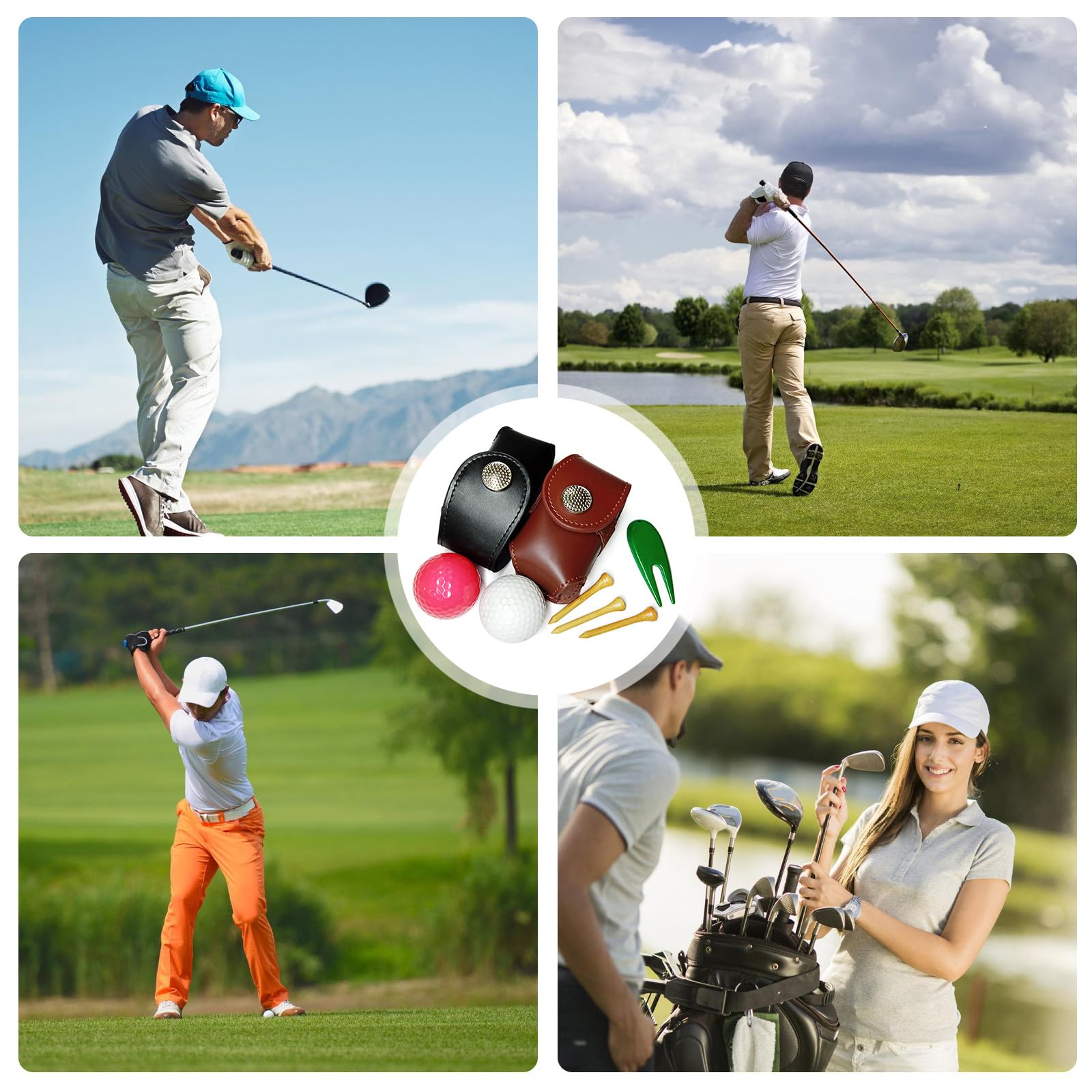 Sac de rangement pour balles de golf en cuir PU - Sac de rangement pratique pour golfeurs
