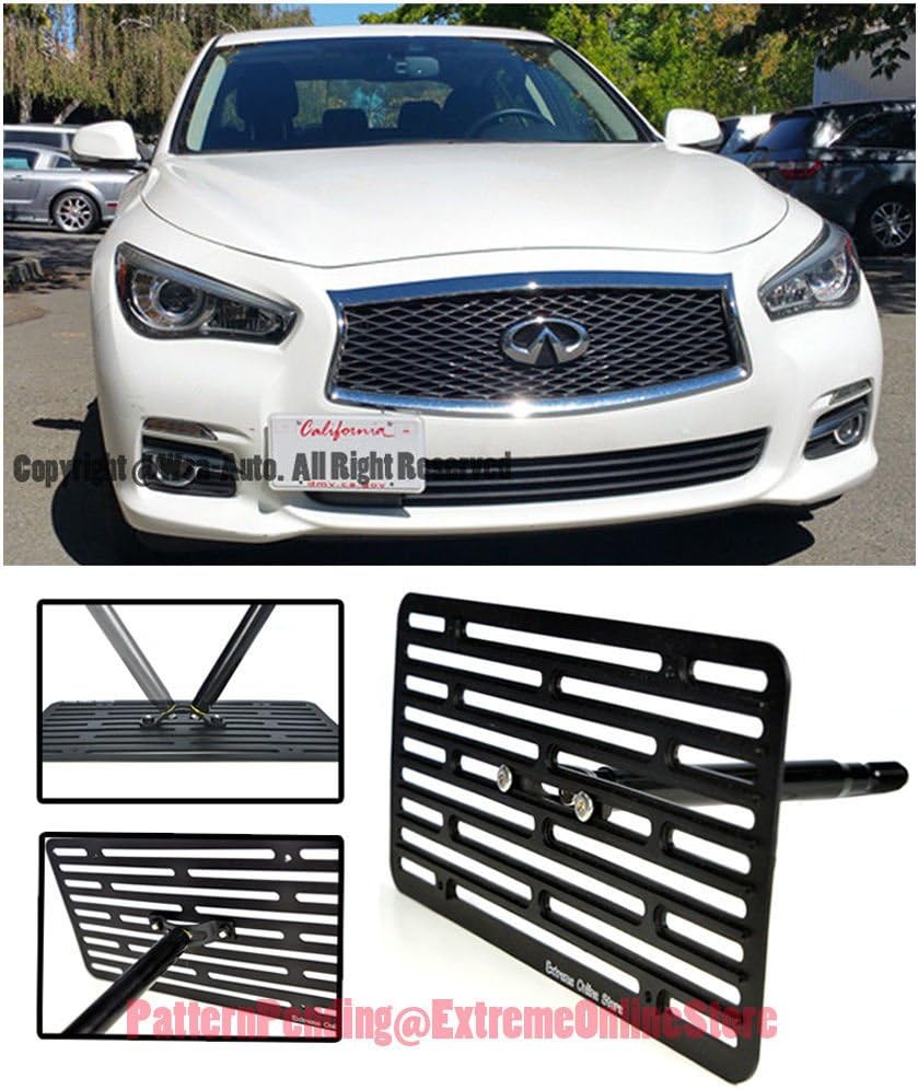 EOS License Plate Front Bumper Tow Mount Adapter Relocator Kit (Version 2, Full Size) - Made For And Compatible With Infiniti Q50 Sedan 14-up 2014 2015 2016 2017 without Parking Sensor