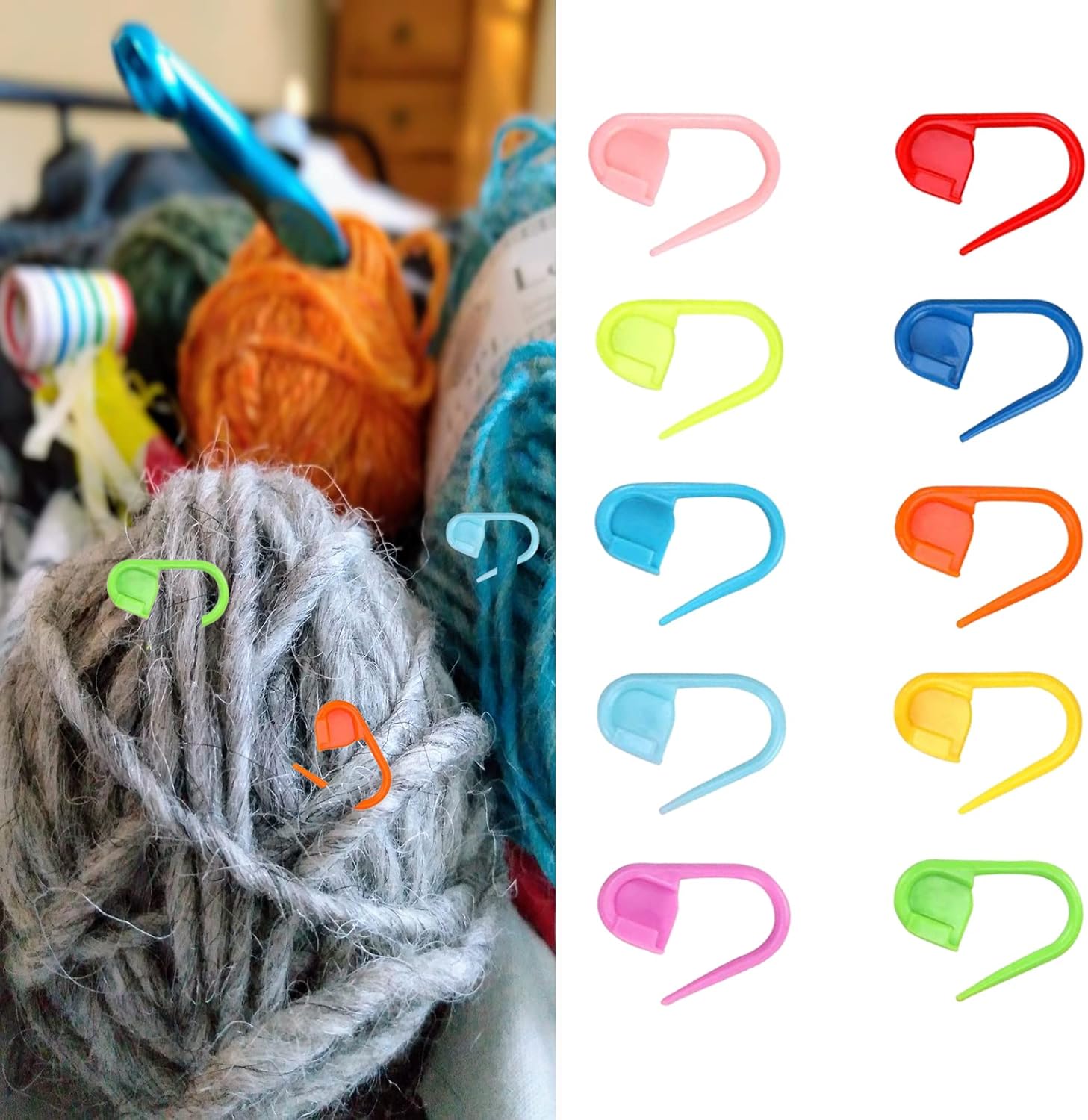 Stitch Markers Knitting, 50PCS Colorful Knitting Stitch Markers