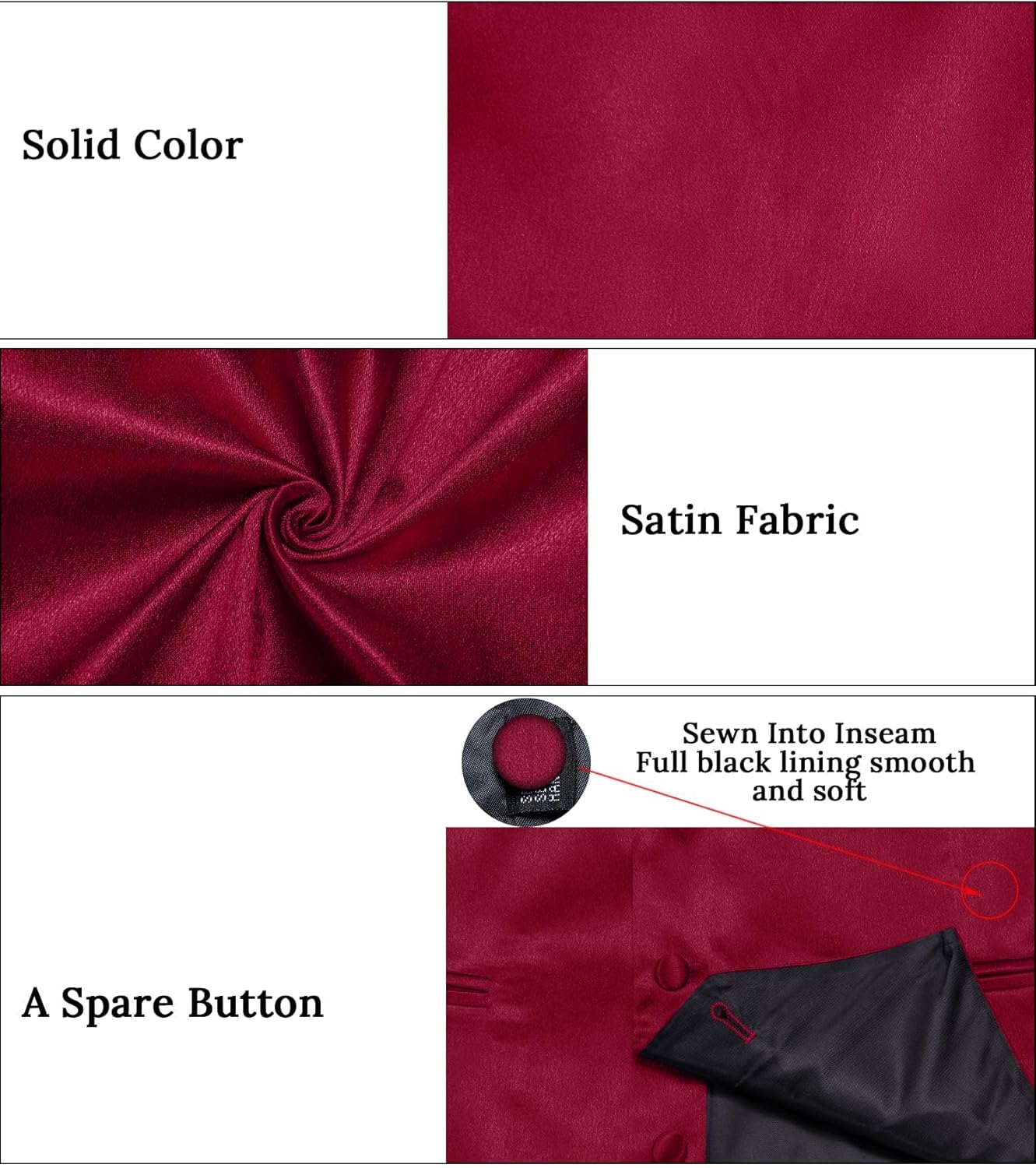 DiBanGu Mens Satin Suit Vest and Tie Set 8PCS Solid Waistcoat and Bowtie with Lapel Pin for Tuxedo Dress Vest Wedding Formal