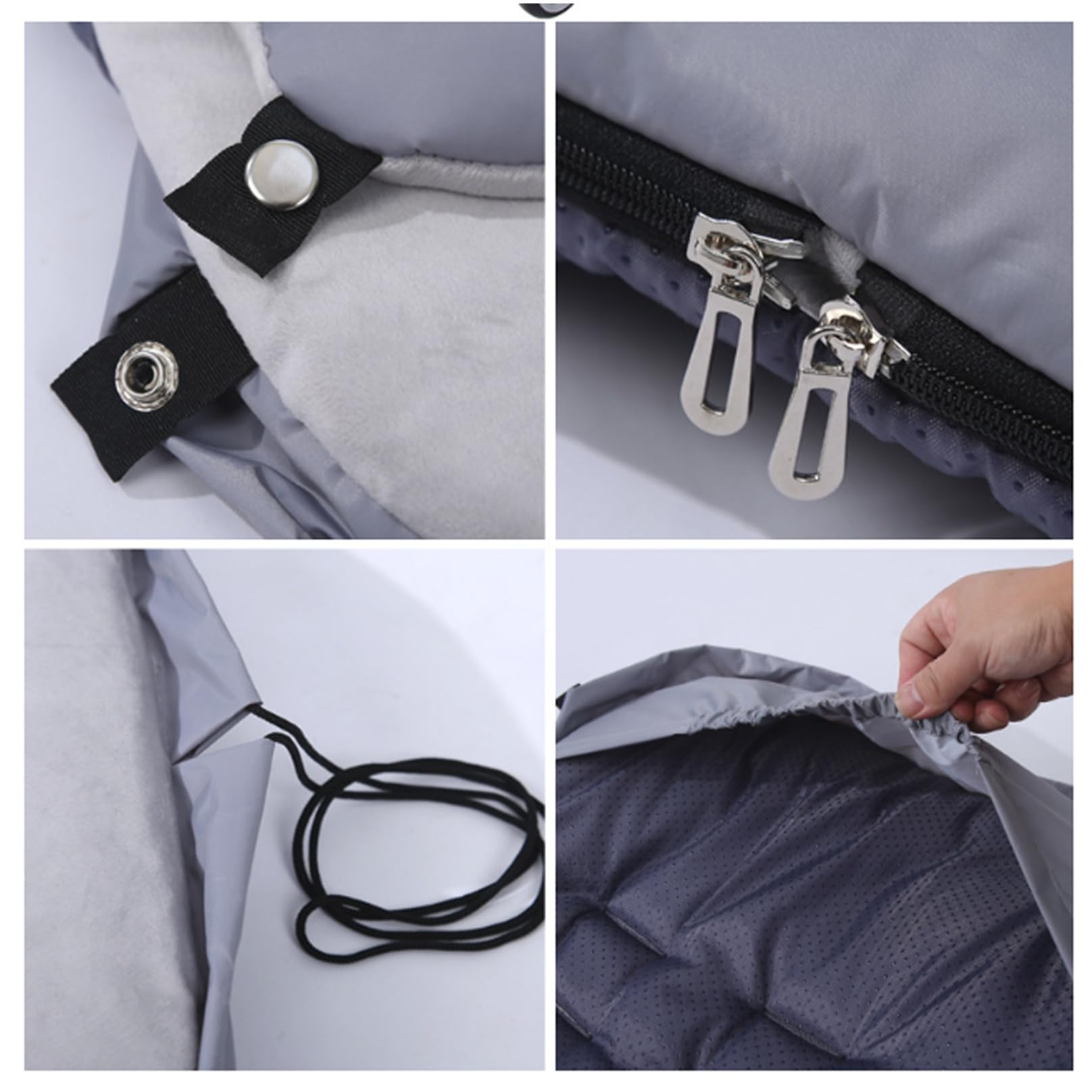 Sacco coprigambe impermeabile per passeggino e carrozzina con caldo pile Copripasseggino invernale staccabile con cerniera Nero