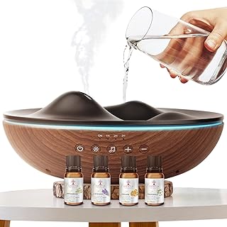 Innovative Aromatherapy Oil Diffuser with Essential Oil Set for Large Room, Zen Design, 6 Relaxing Sounds, White Noise Machine, 7 Night Lights, Ultrasonic Super Quiet Cool Mist Aroma Humidifier