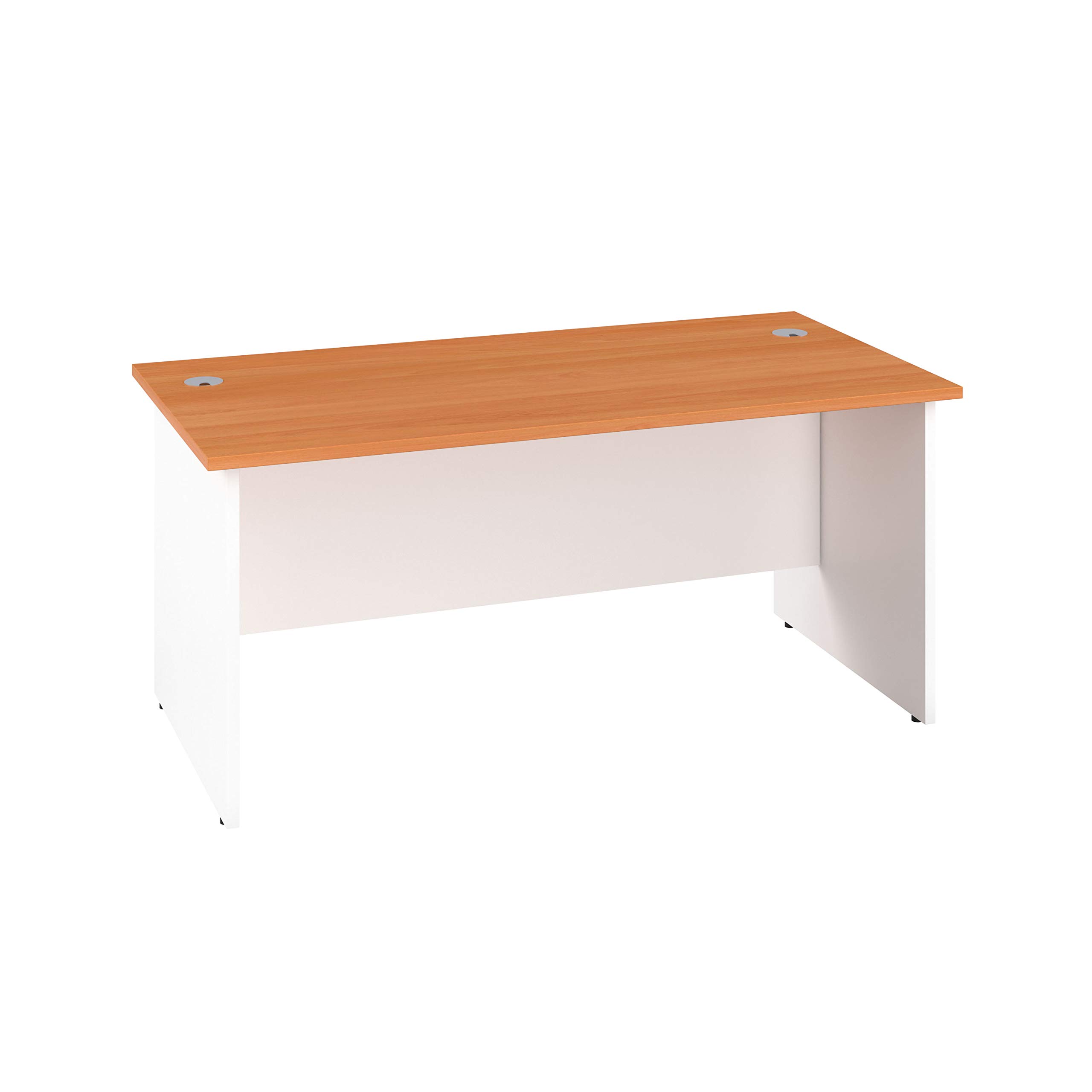 Office Hippo Heavy Duty Rectangular Office Desk with Panel Ends, 180 x 80 x 73 cm, White Legs, Beech Top
