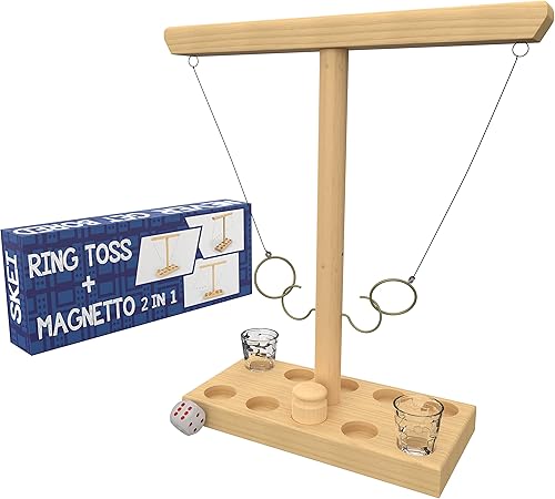 Juego de disparo de anillo para barra  Juego de lanzamiento de anillos de madera para niños  Magnetto  Juego de lanzamiento de gancho y anillo para