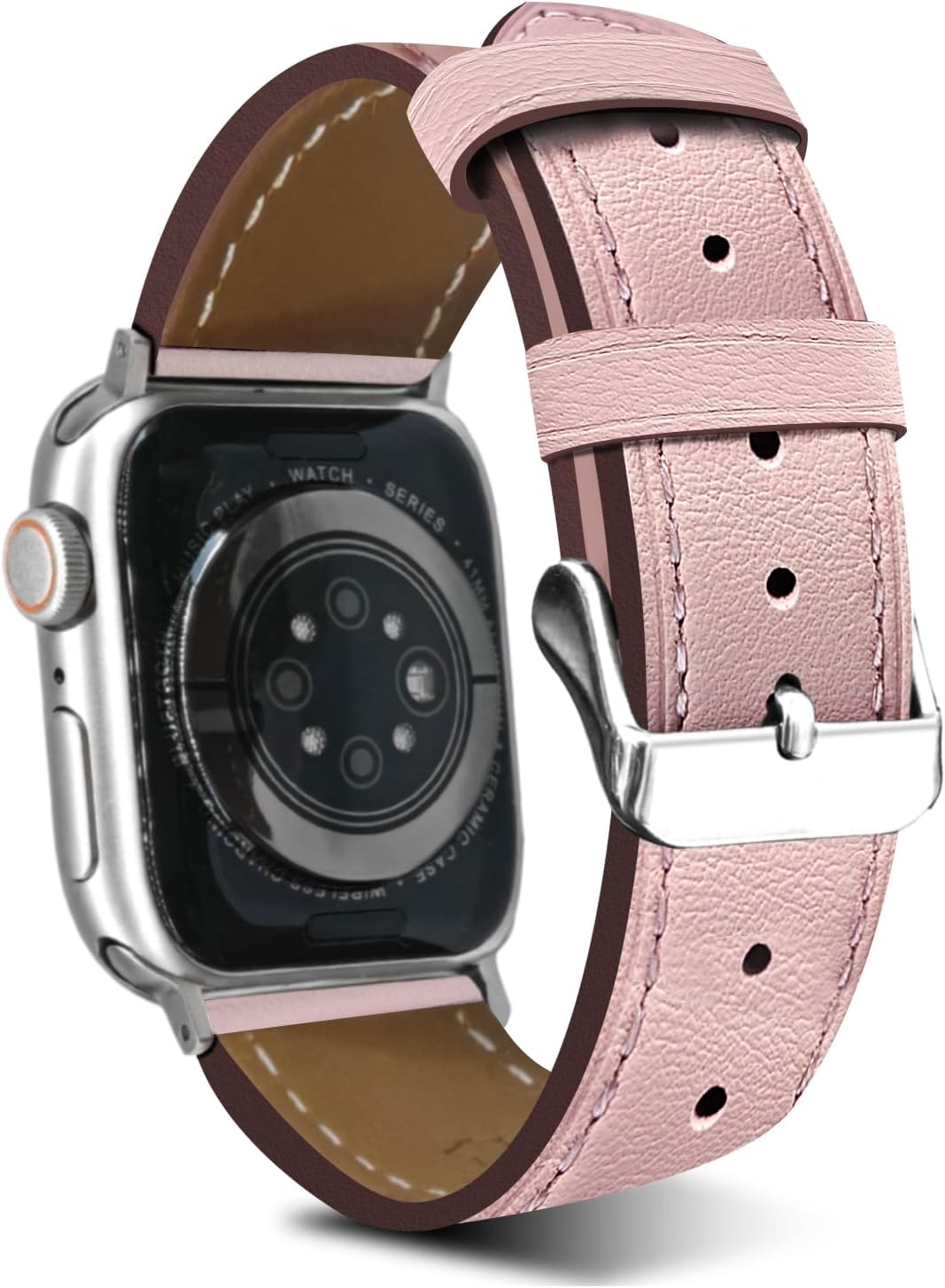 Premium Italy Leather Bands Compatible with Apple Watch Band 40mm 38mm 41mm 42mm 44mm 45mm 46mm 49mm, Soft Leather Watch Replacement Band for Watch Series Ultra SE 10 9 8 7 6 5 4 3 2 1 for Women Men
