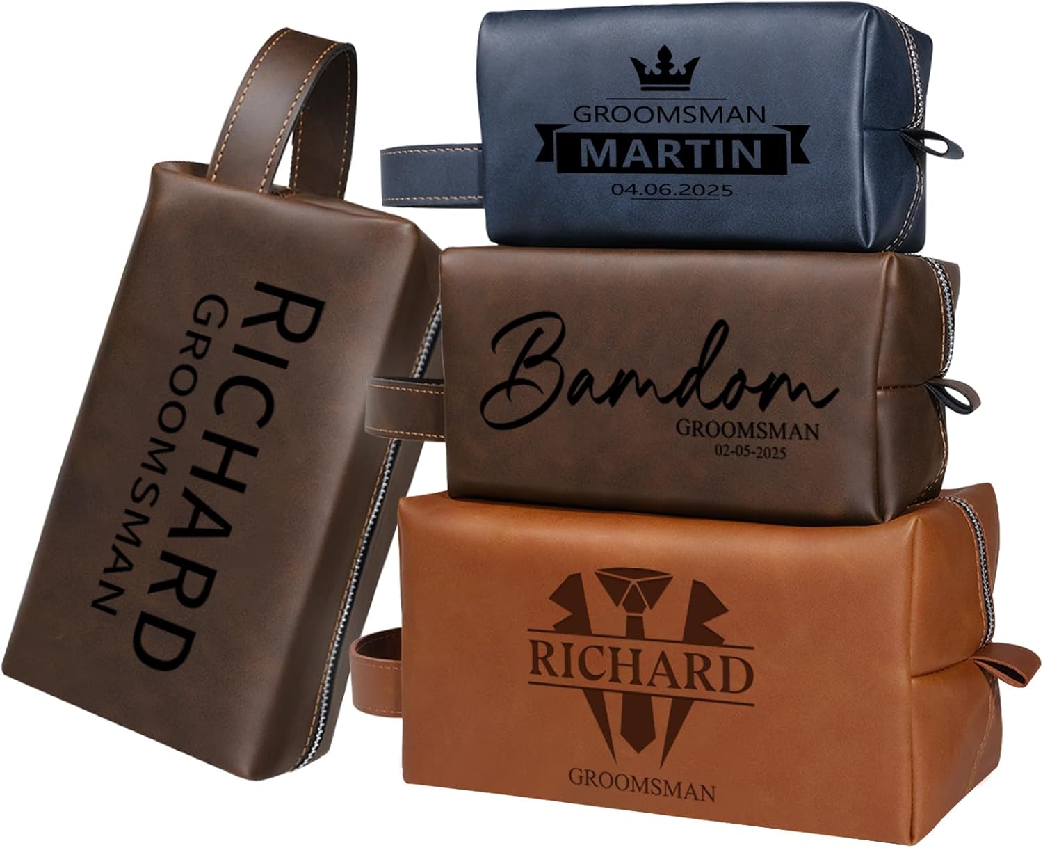 Personalized Toiletry Bag for Men, Groomsmen Gifts Monogrammed Dopp Kit Leather Toiletry Bag with Name Custom Groomsman Best Man Travel Toiletries Bag, Wedding Christmas Gifts for Men Grooms Husband