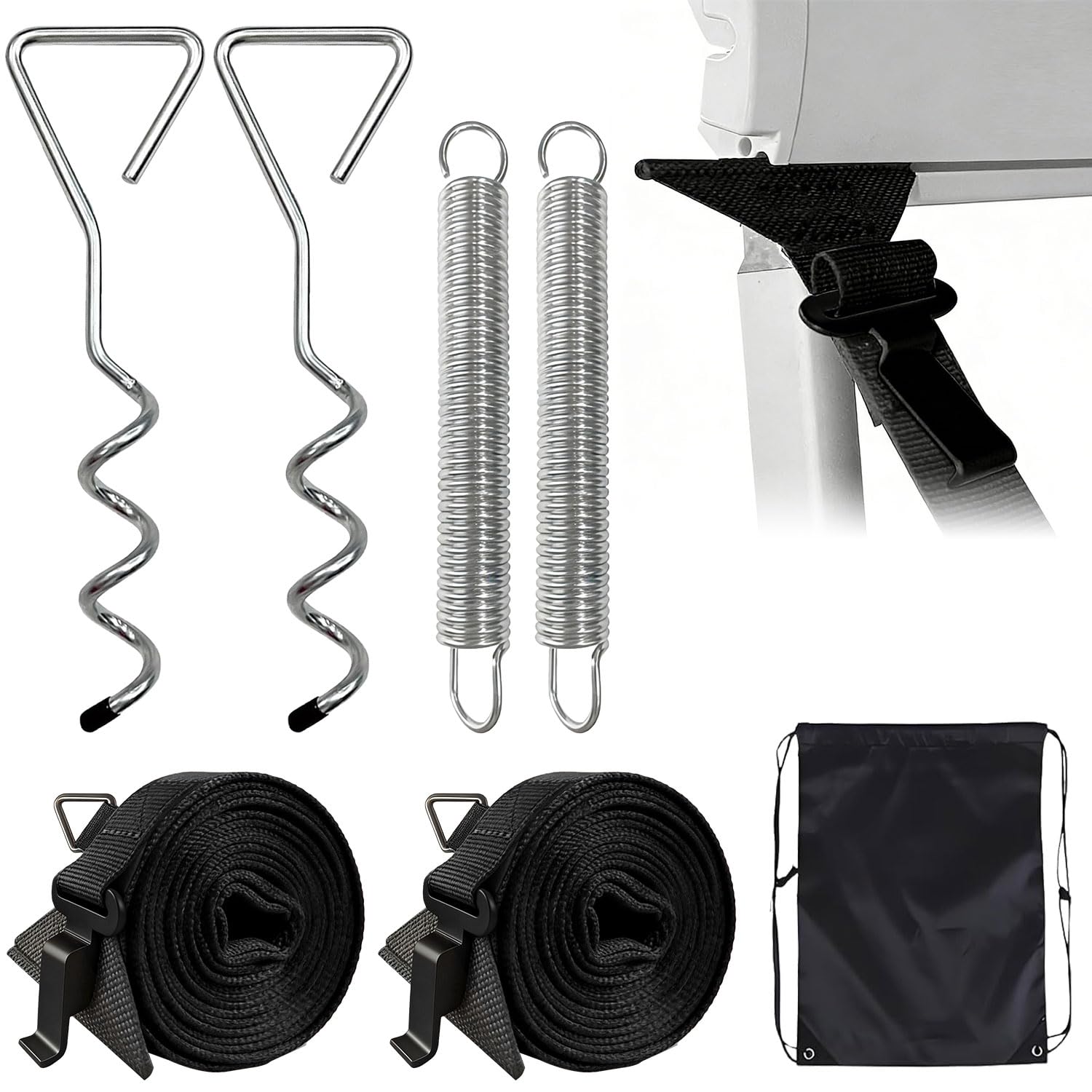 Sturmband Markise,Sturmband Markise Set für Thule Omnistor,Sturmband für Vorzelt,Markisensicherung Sturmband,Markisen sturmsicherungmeisten Wohnmobil Hold Down Side Strap kit mit Sturmleine Auto & Motorrad
