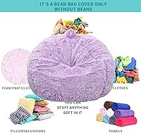 Vista 3 de Funda de silla de puf para almacenamiento de animales de peluche esponjosos (sin relleno), funda de puf de piel sintética cómoda para organizar