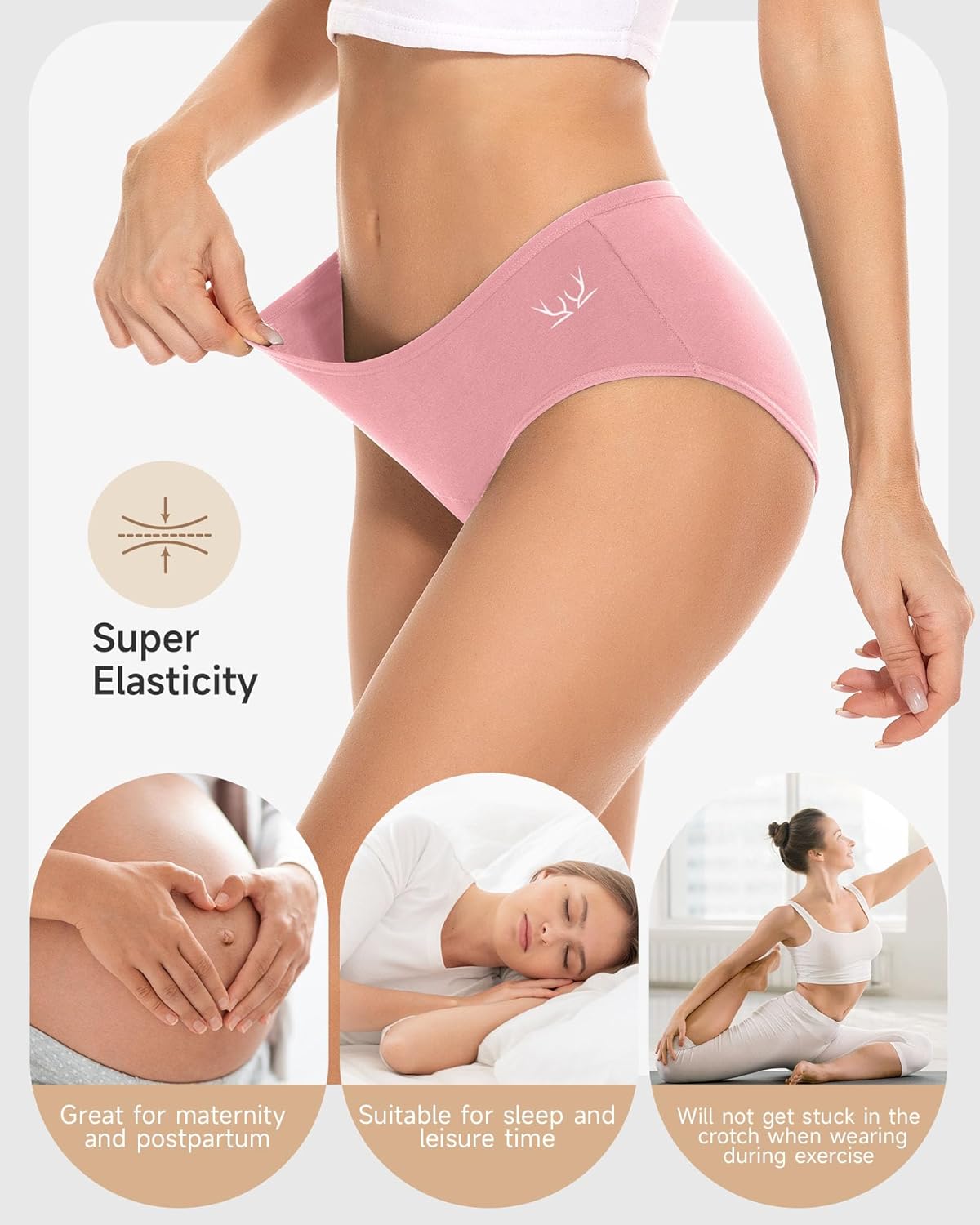 Benirap Womens Underwear Soft Cotton Hipster Panties Breathable Briefs 5 or 6 Pack - Image 3