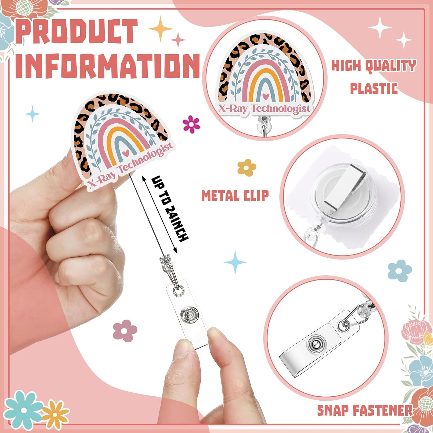 Geyoga 12 Pcs X-Ray Technologist Badge Holder Retractable Badge Reels Cards Holder with Clip Gift for Social Workers Dentist Volunteer Ot Doctor Nurse Coworker Appreciation - Image 3