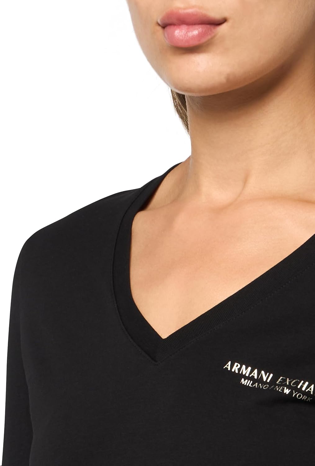 Armani Exchange Women's V Neck Milano Ny Long Sleeve Tee - Image 3