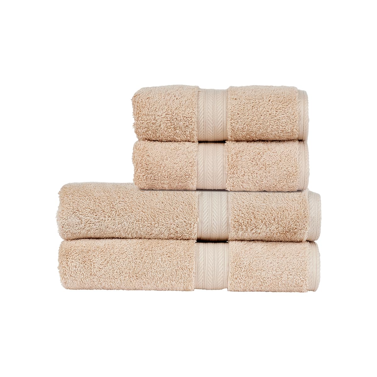 Christy Renaissance 4 Piece Towel Set | Driftwood Beige | 100% Egyptian Cotton Pile | Luxuriously Soft and Super Absorbent | 675 GSM | 2 Bath Towels 2 Hand Towels