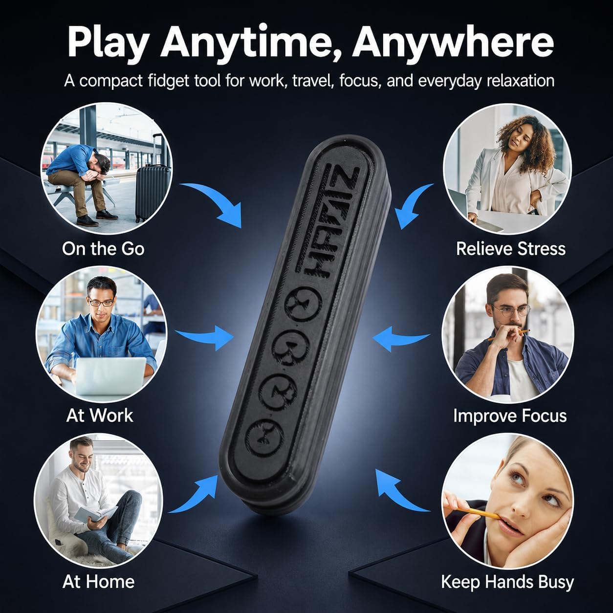 Magnetic Fidget Slider – Satisfying 3D Printed EDC Toy for Men & Adults – Small Haptic Clicker Desk Gadget for Anxiety & Focus