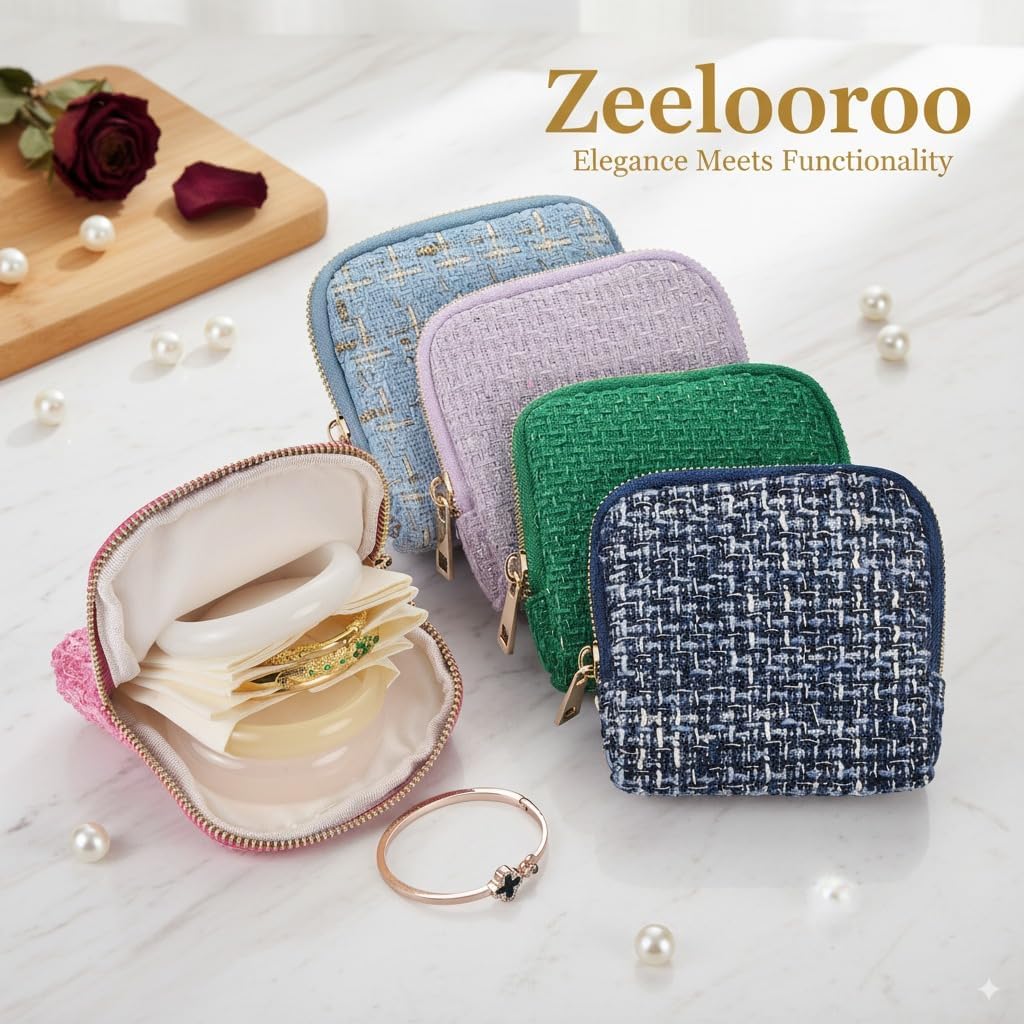 Small Travel Jewelry Case, Soft Velvet Organizer Pouch for Bangle, Bracelets, Large Earrings, Beaded necklace, Anti-Scratch & Portable Jewelry Bag Holder for Travel & Everyday Use (Gem Blue) - Image 6