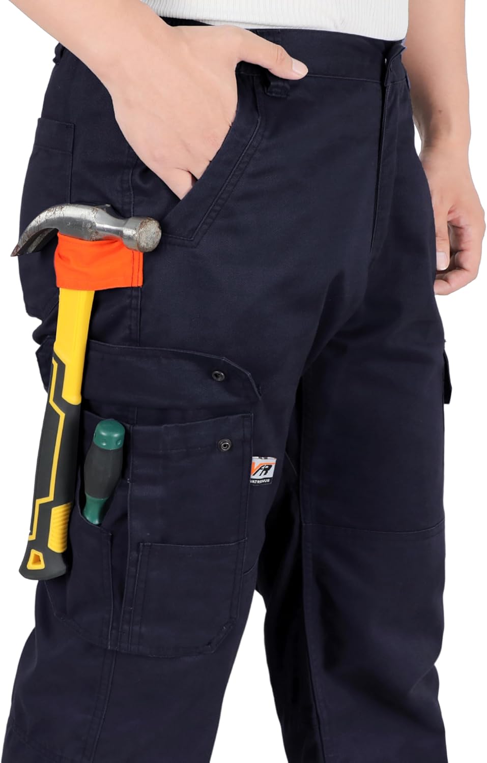 VATRENUS Men's FR Cargo Pants Flame Resistant Pants Lightweight 7.5oz 100% Cotton Fire Retardant Elastic Waist Pants - Image 4