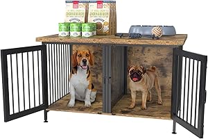 Furniture Style Double Dog Crate with Divider