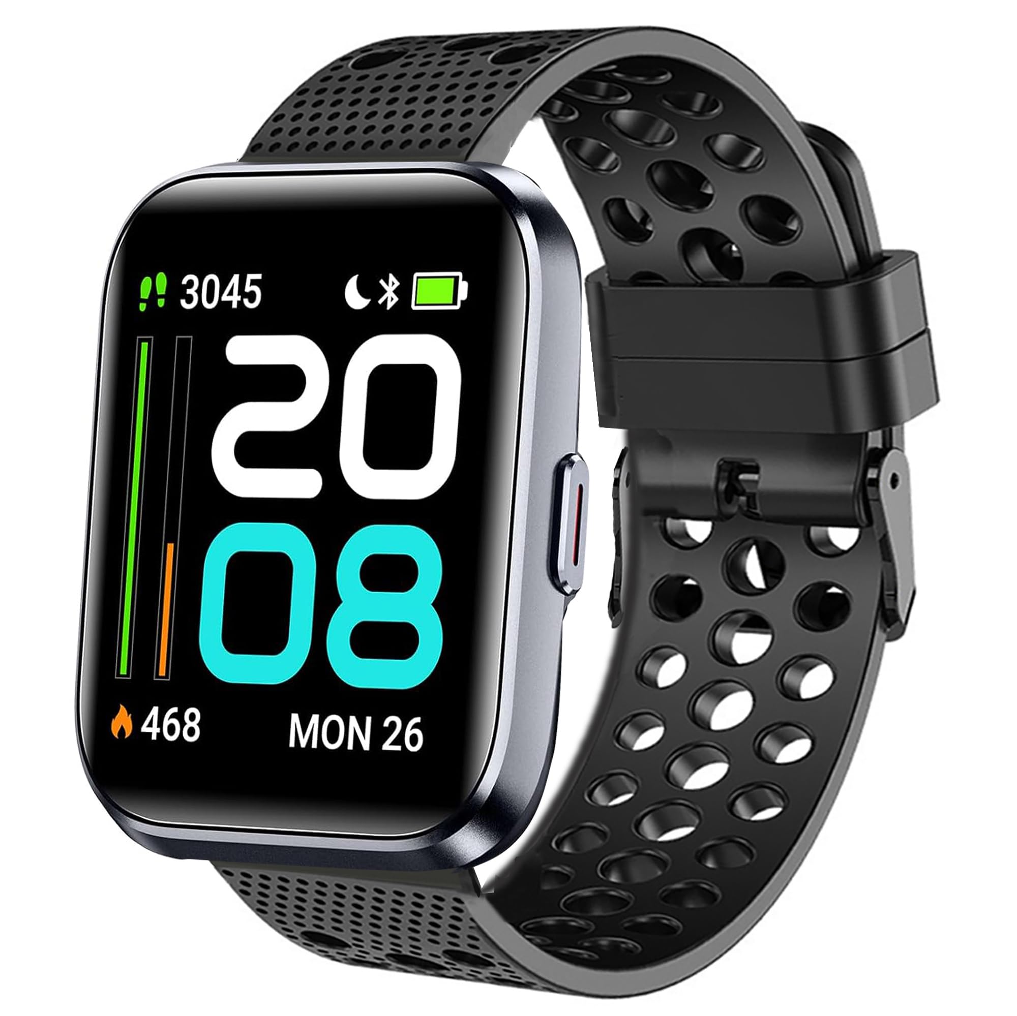 Lamshaw ID208 Plus Smart Watch Band, Silicone Replacement Wristbands Sport Strap with Metal Buckle Compatible for Quican, aeac, WMK ID208 Plus 1.8 Inches Smart Watch (Black)