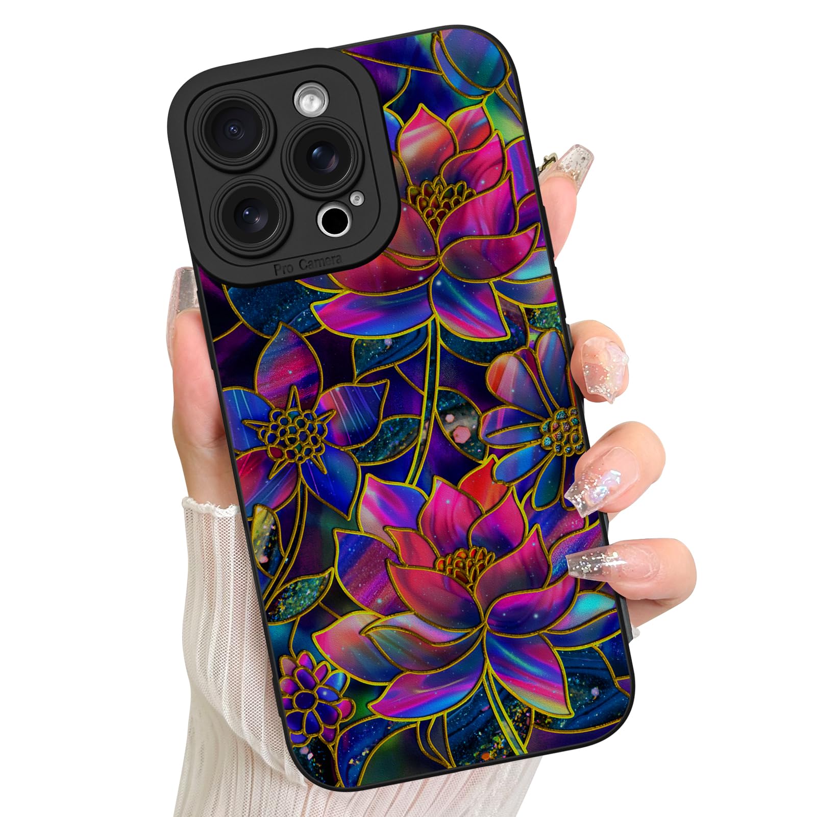 Coque iPhone 13 Pro anti-chute protégeant la caméra motif fleur - 7