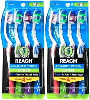 Reach Advanced Design Curve Firm Toothbrushes, 4 Count (Pack of 2) Total 8 Toothbrushes, Colors May Vary