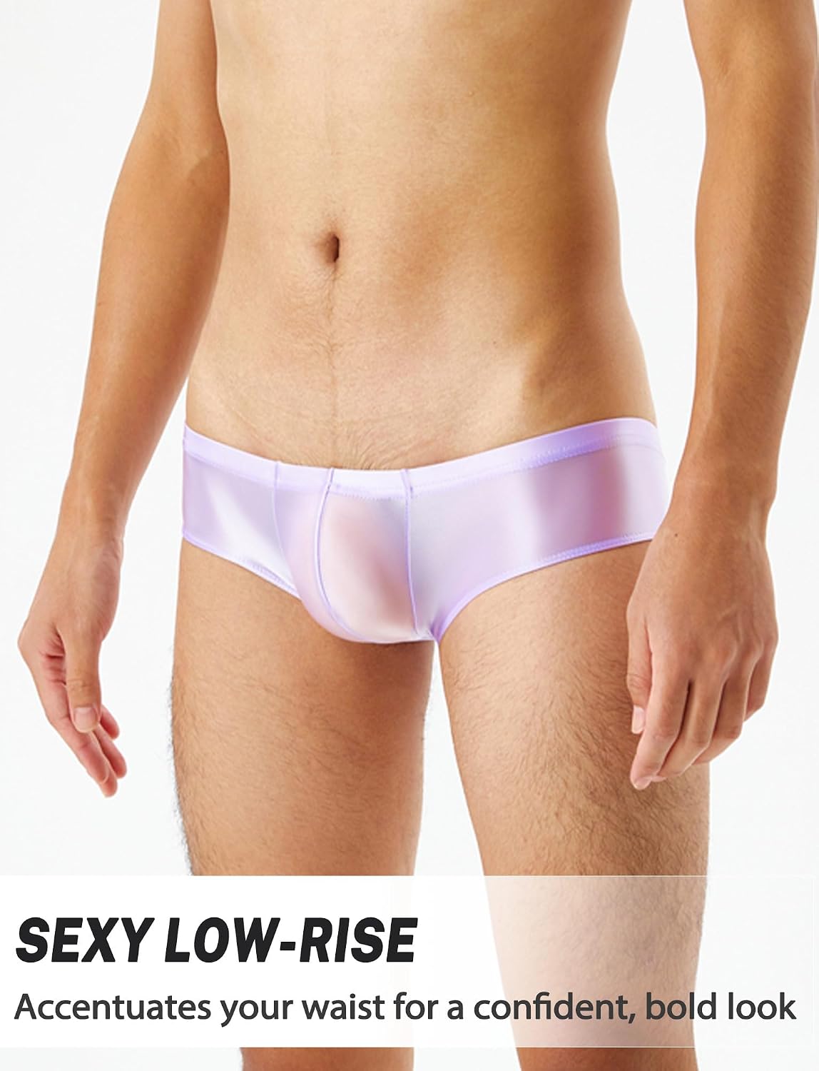 FEOYA Men Sheer Shiny Boxer Briefs Metallic Sexy Pouch Underwear Glossy Low Rise Underpants