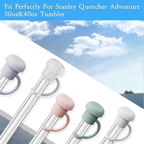 Miniatura 7 de vuicci 5 fundas de popote compatibles con vasos Stanley Cups de 30 y 40 onzas, tamaño universal de 0.31-0.4 pulgadas (0.315-0.394 in), tapas de