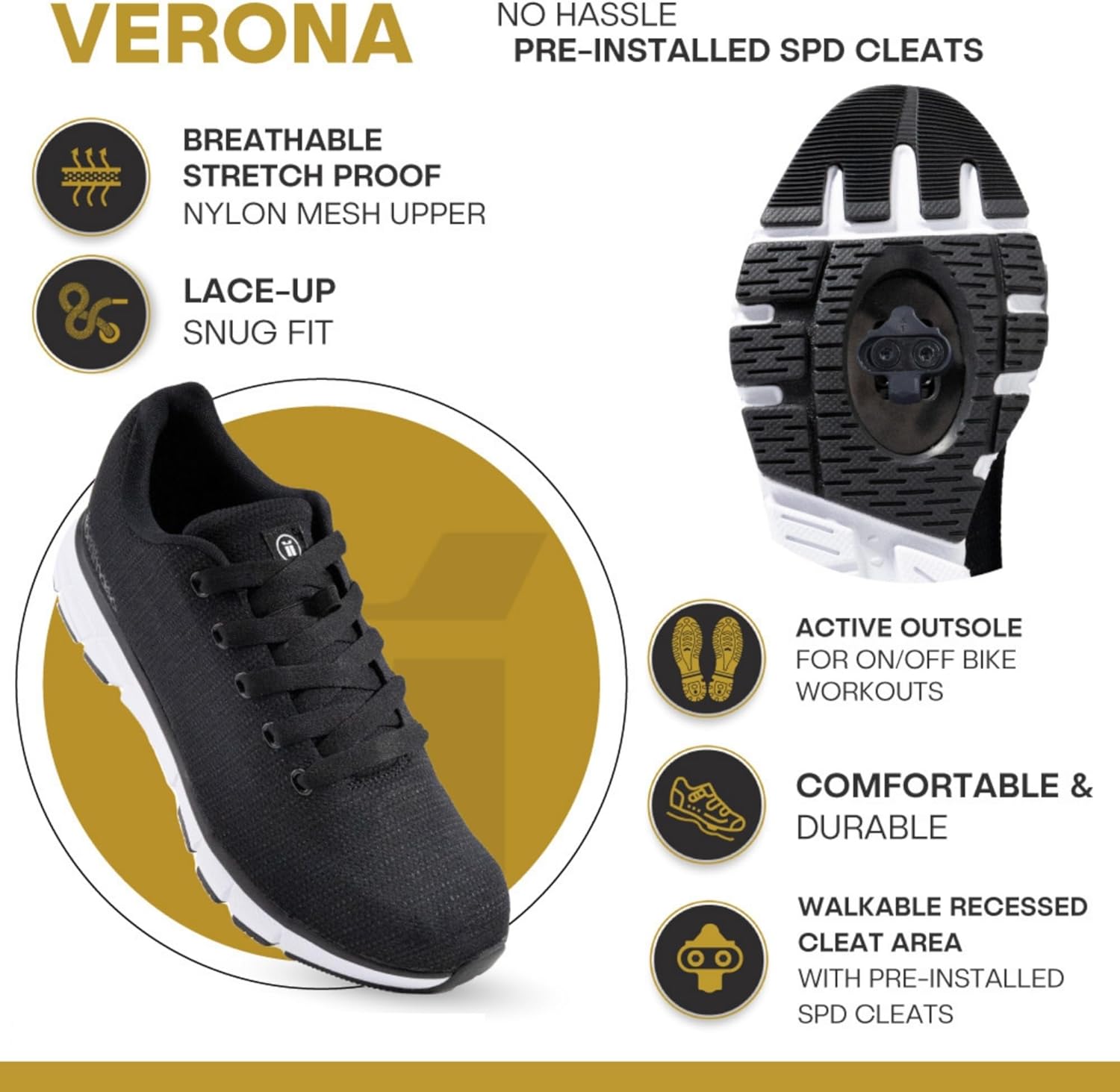 Tommaso メンズ インドアサイクリングシューズ &ndash; SPD対応 &ndash; 取り付け済みクリート &ndash; ロード、グラベル&amp;スピン