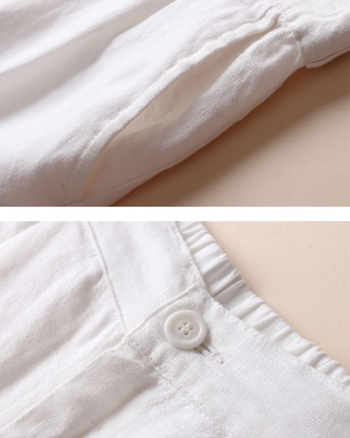 Women's 100% Linen Wide Leg Pants Summer Casual Cropped Palazzo Beach Pants Outfits 2025 Trendy - Image 5