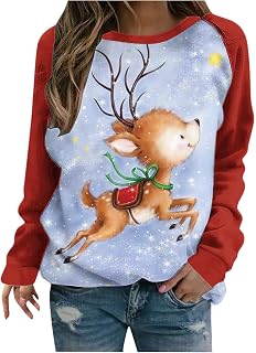 Ugly Christmas Sweaters Women Cute Snowman Print Y2K Oversized Pullover Crewneck Long Sleeve Fall Winter 2023 Shirts