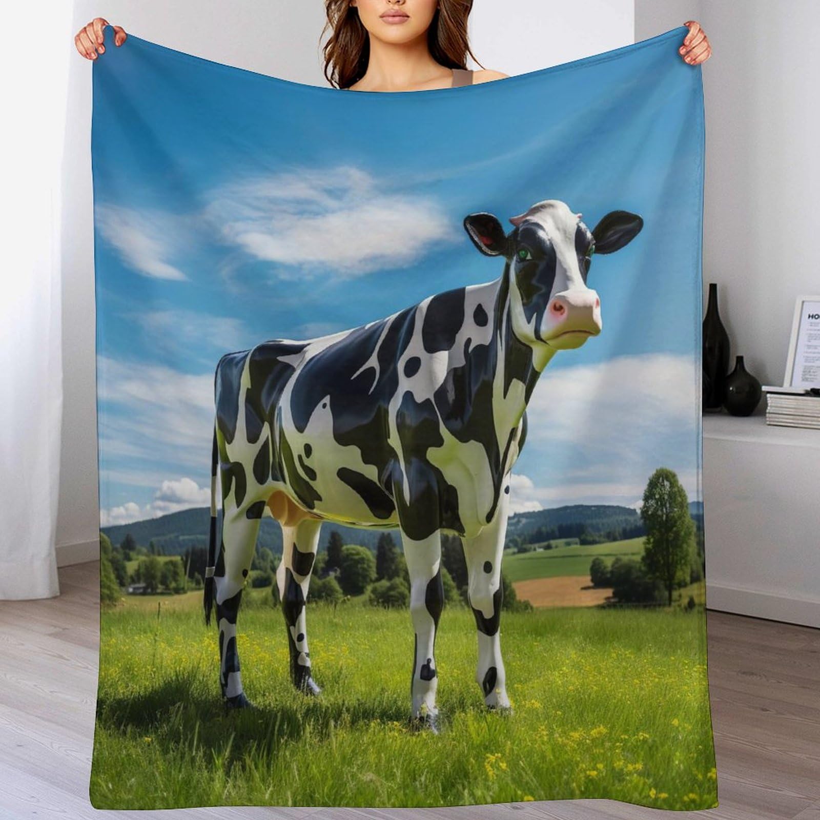 Couverture de vache flannel polaire pour des soirees cocooning chaleureuses au salon