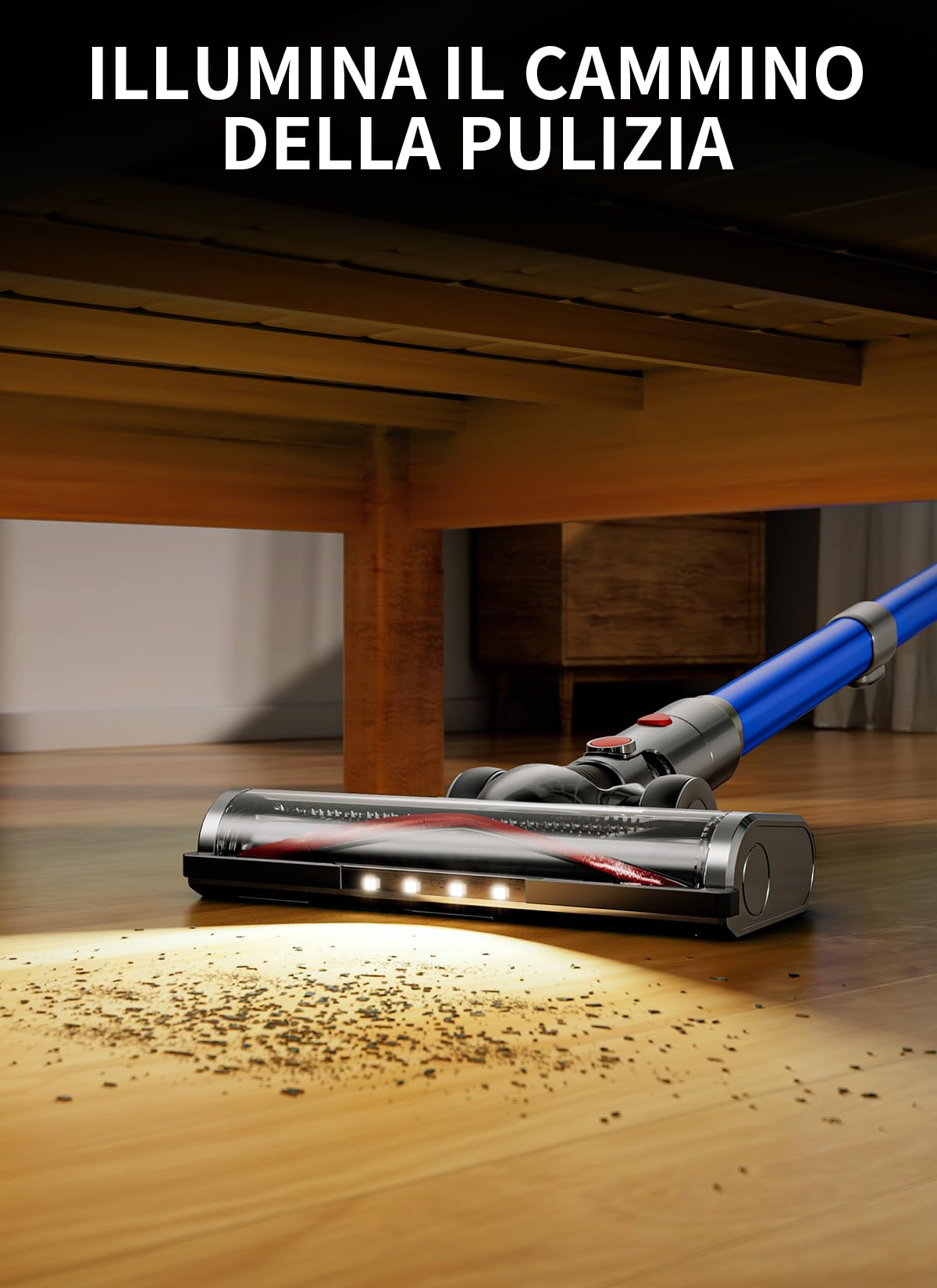 Aspirapolvere Senza Fili 40Kpa&450W, 50Mins Scopa Elettrica Senza Aspirapolvere Senza Fili Potente (Blu)
